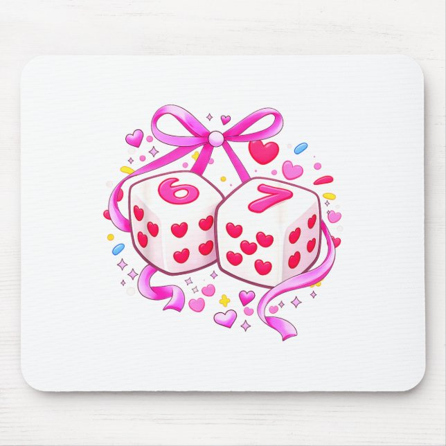 Funny Preppy 67 Valentine Six Seven Dice 6 7 Women Mousepad (Vorne)