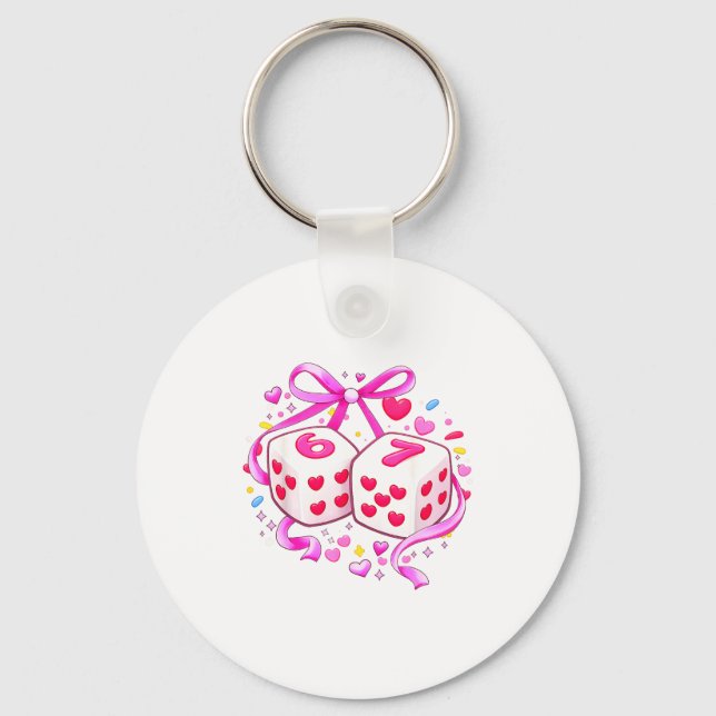 Funny Preppy 67 Valentine Six Seven Dice 6 7 Women Schlüsselanhänger (Vorderseite)