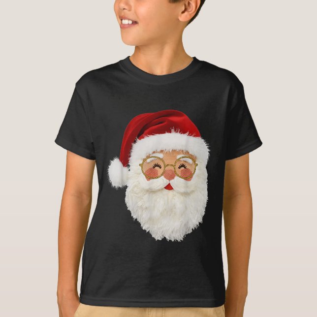 Funny Preppy Realistic Faux Yarn Santa Claus Merry T-Shirt (Vorderseite)