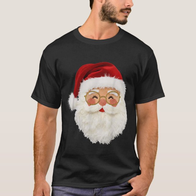 Funny Preppy Realistic Faux Yarn Santa Claus Merry T-Shirt (Vorderseite)