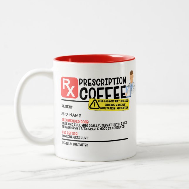 Funny Prescription Coffee Zweifarbige Tasse (Links)