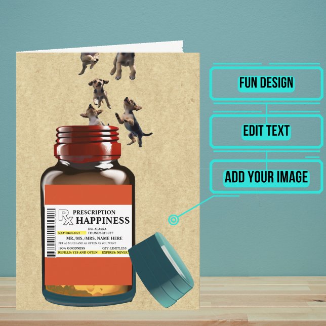 Funny Prescription Flasche Welpen Geburtstag Karte (This is truly a unique and funny card that will warm the hearts of your loved ones. )