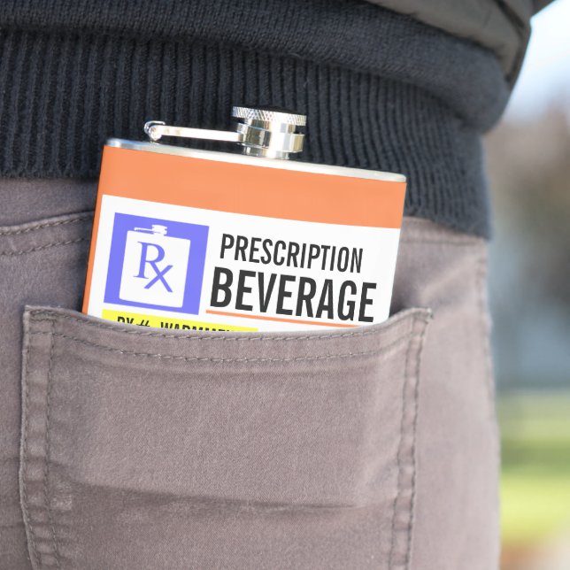 Funny Prescription Label 8 oz. Getränkeflasche Flachmann (Beispiel)