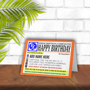 Funny Prescription Label Happy Birthday Gruß Karte