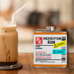 Funny Prescription Rum Warning Label Personalisier Flachmann<br><div class="desc">Dieses Design kann in dem Bereich personalisiert werden, der durch das Ändern des Fotos und/oder Textes zur Verfügung gestellt wird. Sie können auch angepasst werden, indem Sie auf Vorlage personalisieren klicken und dann auf die Schaltfläche klicken, um weitere Optionen anzupassen, um die Hintergrundfarbe zu löschen oder zu ändern, Text hinzuzufügen,...</div>
