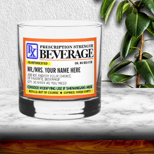 Funny Prescription String Label Rocks Glass Whiskyglas