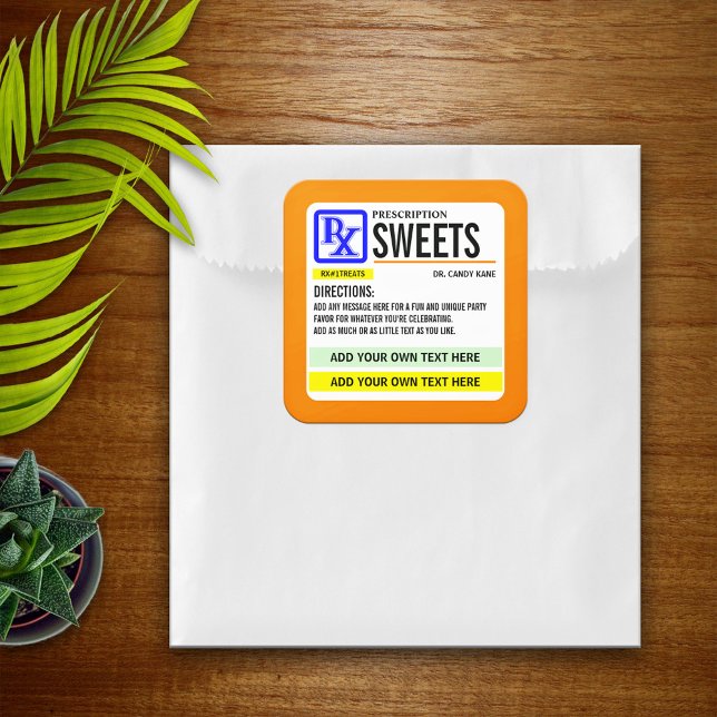 Funny Prescription Strings Label Quadratischer Aufkleber (Von Creator hochgeladen)
