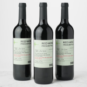 Funny Prescription Weinetikett Rotes Weißes Rose V