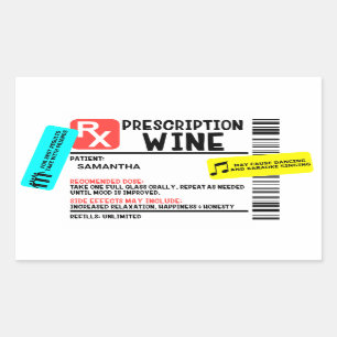 Funny Prescription Weinwarnung Personalisiert Rechteckiger Aufkleber
