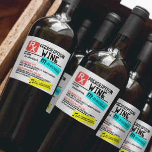 Funny Prescription Weinwarnung Personalisiert Weinetikett
