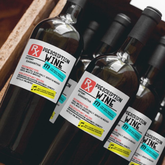 Funny Prescription Weinwarnung Personalisiert Weinetikett (Von Creator hochgeladen)