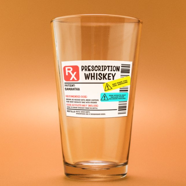 Funny Prescription Whiskey Custom Warning Label Glas (Von Creator hochgeladen)