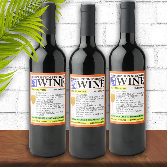 Funny Prescription White Weinetikett (Von Creator hochgeladen)