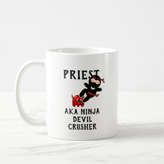 Funny Priest Geschenk AKA Ninja Devil Crusher Kaffeetasse (Links)