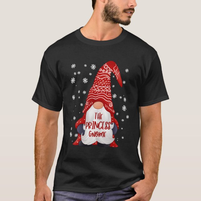 Funny Princess Gnome Familie Matching Weihnachtsgi T-Shirt (Vorderseite)