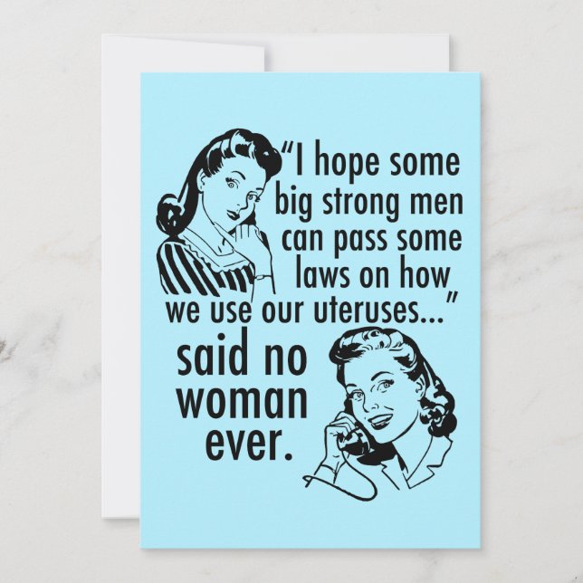 Funny Pro Choice Feminist Political Cartoon Card (Vorderseite)
