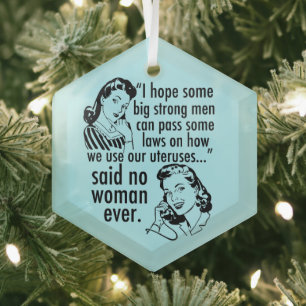 Funny Pro Choice Retro Feministinnen Weihnachten Ornament Aus Glas