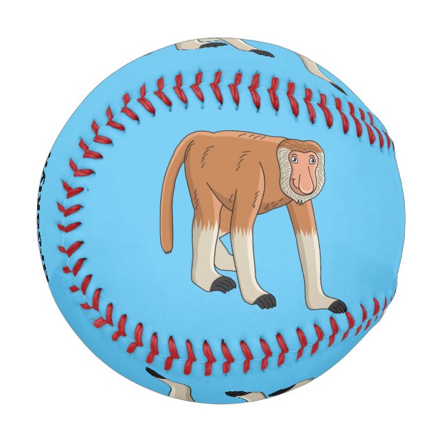 Funny proboscis Affe Cartoon Illustration Baseball (Vorderseite Links)