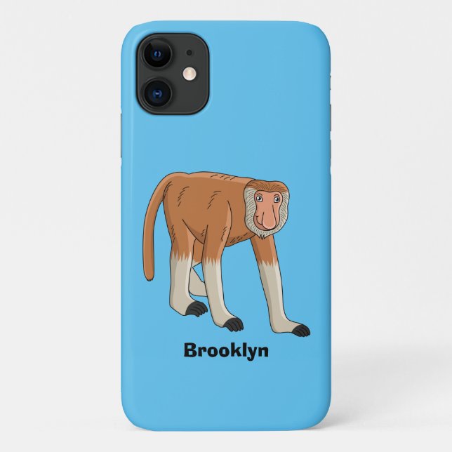 Funny proboscis Affe Cartoon Illustration Case-Mate iPhone Hülle (Rückseite)