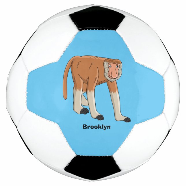 Funny proboscis Affe Cartoon Illustration Fußball (Vorderseite)