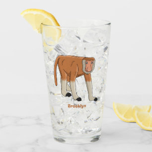 Funny proboscis Affe Cartoon Illustration Glas