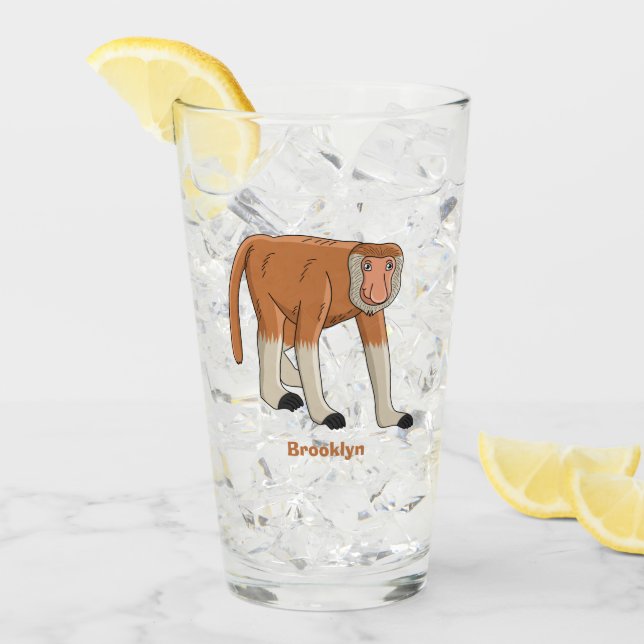 Funny proboscis Affe Cartoon Illustration Glas (Vorderseite Ice)