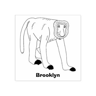 Funny proboscis Affe Cartoon Illustration Gummistempel