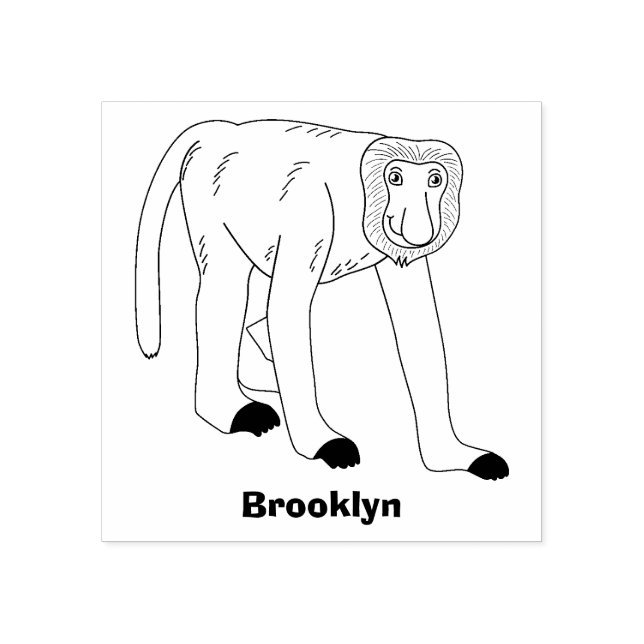 Funny proboscis Affe Cartoon Illustration Gummistempel (Prägung)