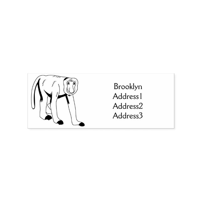 Funny proboscis Affe Cartoon Illustration Gummistempel (Prägung)