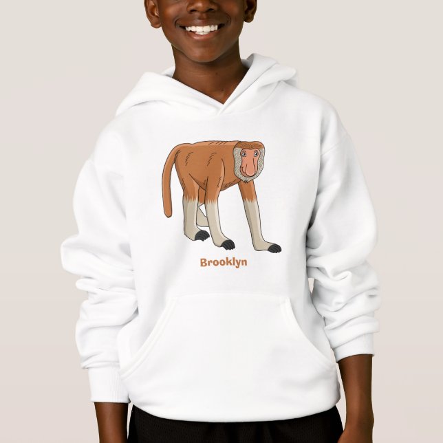 Funny proboscis Affe Cartoon Illustration Hoodie (Vorderseite)