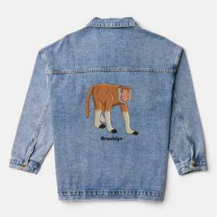 Funny proboscis Affe Cartoon Illustration Jeansjacke