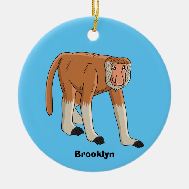 Funny proboscis Affe Cartoon Illustration Keramik Ornament (Vorne)