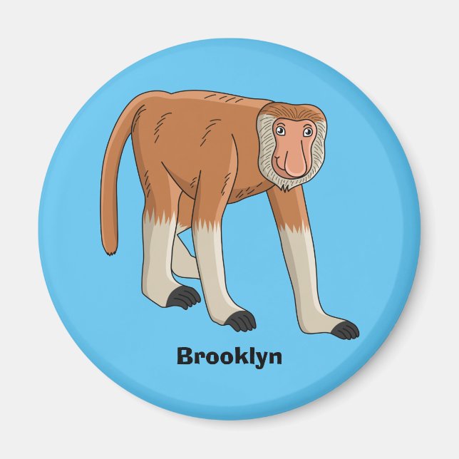 Funny proboscis Affe Cartoon Illustration Magnet (Vorne)