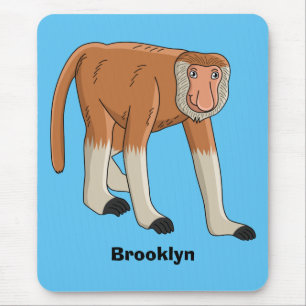 Funny proboscis Affe Cartoon Illustration Mousepad