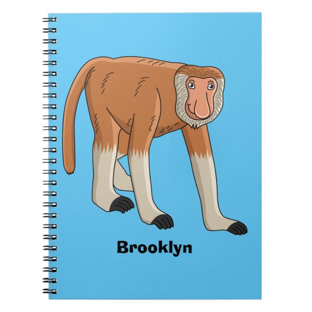 Funny proboscis Affe Cartoon Illustration Notizblock (Vorderseite)