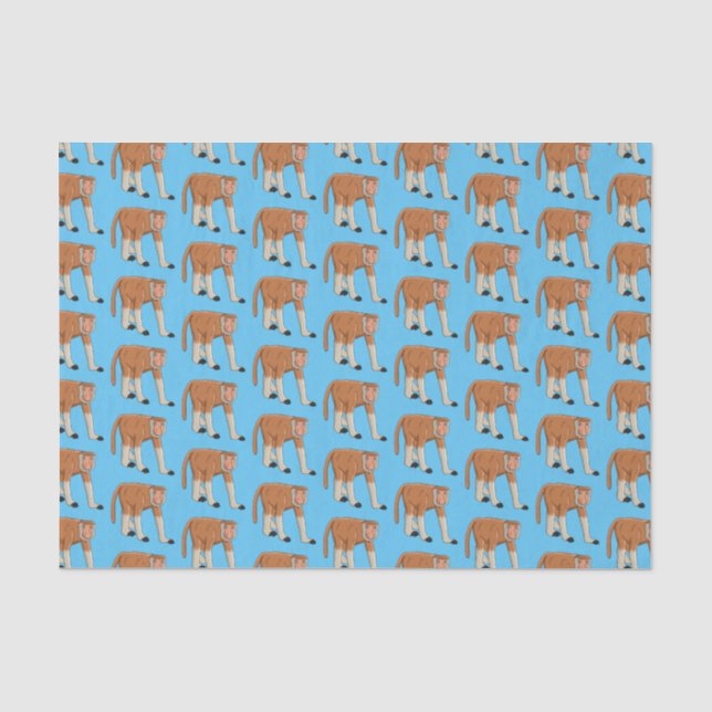 Funny proboscis Affe Cartoon Illustration Seidenpapier (Vorderseite)
