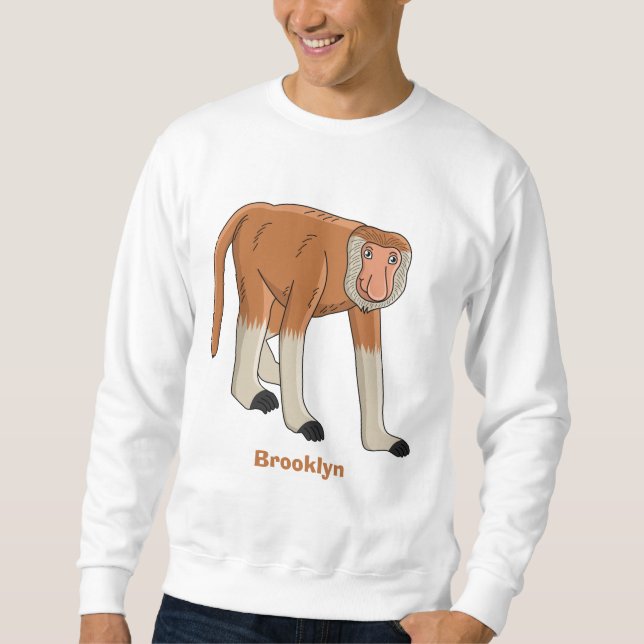 Funny proboscis Affe Cartoon Illustration Sweatshirt (Vorderseite)