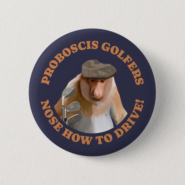 Funny Proboscis Monkey Golf Lovers Button (Vorderseite)