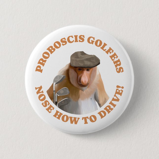 Funny Proboscis Monkey Golf Lovers Button (Vorderseite)