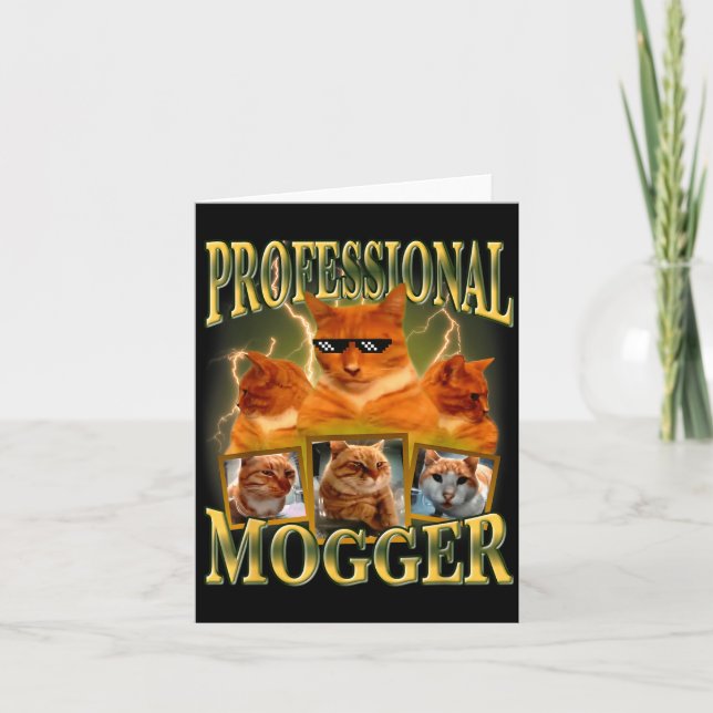 Funny Professional Mogger Cat Meme Mewing Looksmax Karte (Vorderseite)