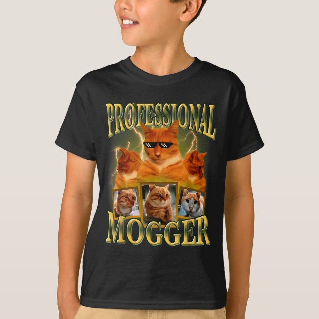 Funny Professional Mogger Cat Meme Mewing Looksmax T-Shirt (Vorderseite)