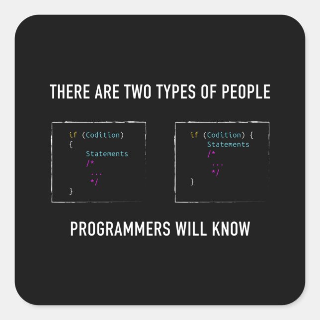 Funny Programmer Geschenk für Coding Geek Quadratischer Aufkleber (Vorderseite)