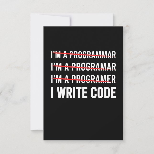 Funny Programmer I Wite Code RSVP Karte (Vorderseite)