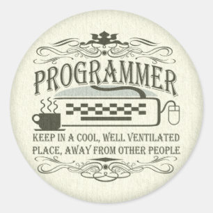 Funny Programmer Runder Aufkleber