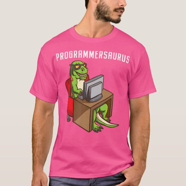Funny Programmer T Rex Dinosaur Programmieren Codi T-Shirt (Vorderseite)