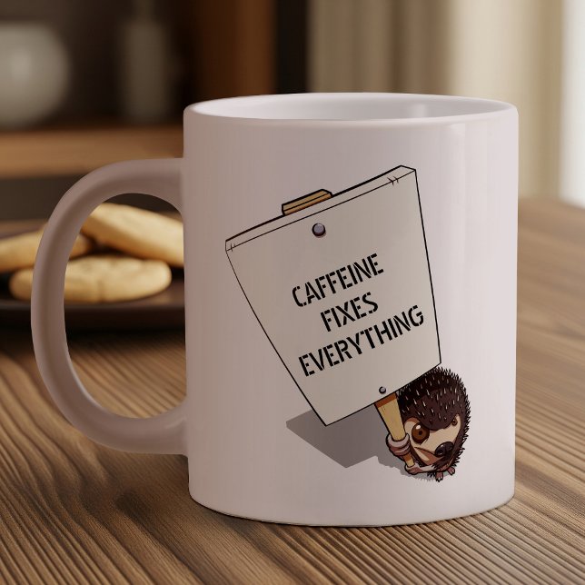 Funny Protester mit Placebo Cartoon Igel Jumbo-Tasse (Von Creator hochgeladen)