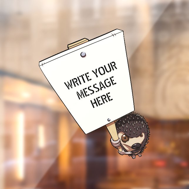 Funny Protestor with Placard Cartoon Igel Fensteraufkleber (Blatt 2)