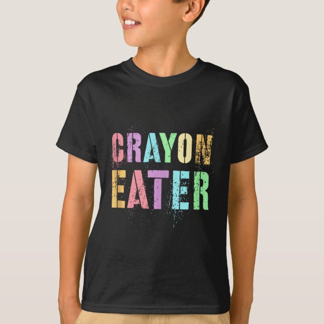 Funny Proud Crayon Eater Military Veteran Dad Offi T-Shirt (Vorderseite)