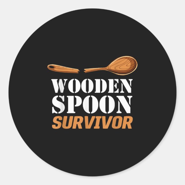 Funny Proud Wooden Son Survivor Männer Frauen Klei Runder Aufkleber (Vorderseite)