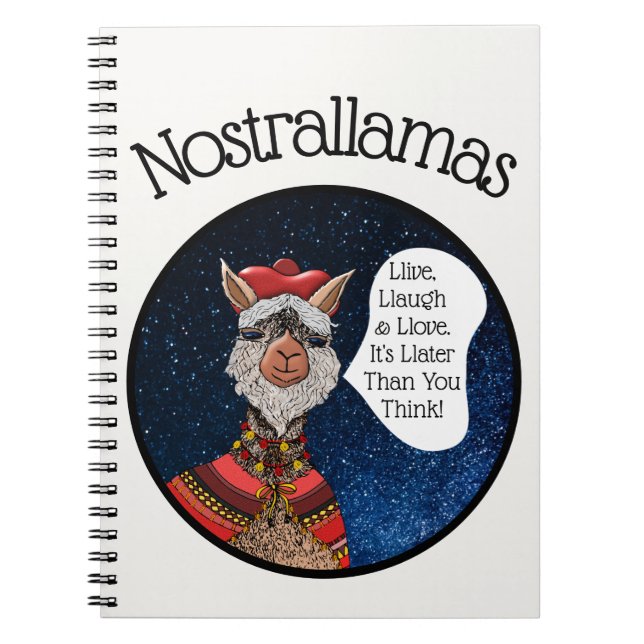 Funny Psychic Kawaii Llama Nostradamus Cartoon Notizblock (Vorderseite)
